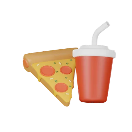 Pizza e bebida  3D Icon