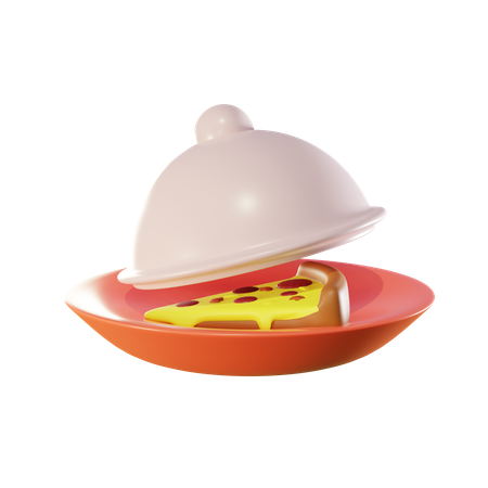 Pizza en plato  3D Icon