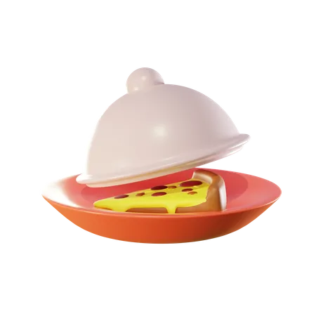 Pizza en plato  3D Icon