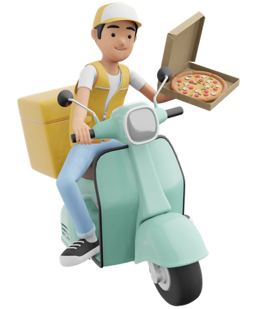 Entrega de pizza  3D Illustration