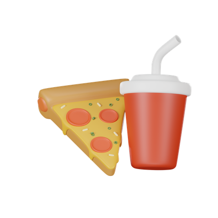 Pizza et boisson  3D Icon