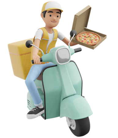 Pizzalieferdienst  3D Illustration