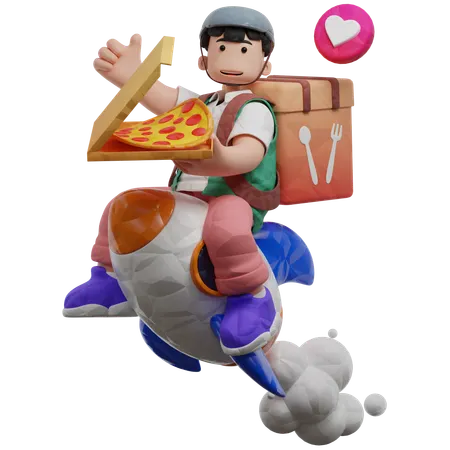 Pizzalieferdienst  3D Illustration
