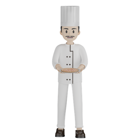 Chef masculino preparou pizza  3D Illustration