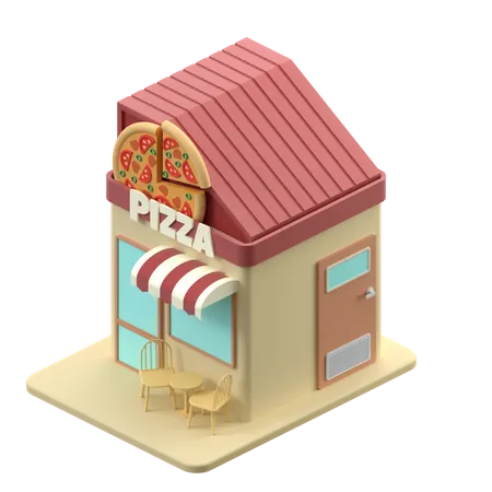 3 D Rendering Of A Pizza Shop Building Illustration 3D Icon