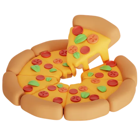 Whole Pizza With Cheese And Pepperoni 3D Icon