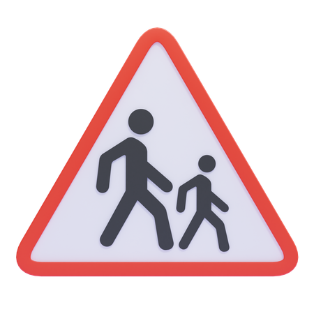 Crianças atravessando placa de alerta  3D Icon