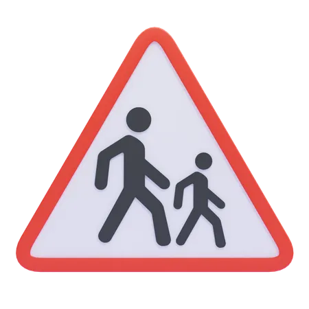 Crianças atravessando placa de alerta  3D Icon