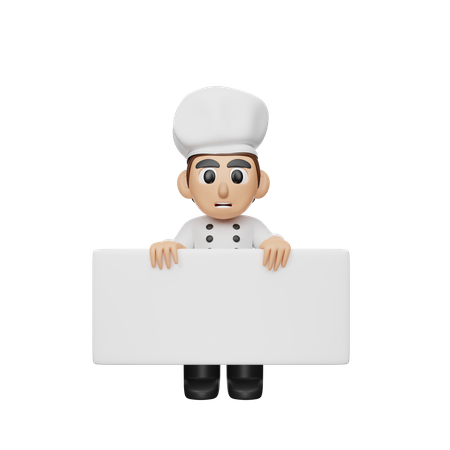 Chef segurando a placa  3D Illustration