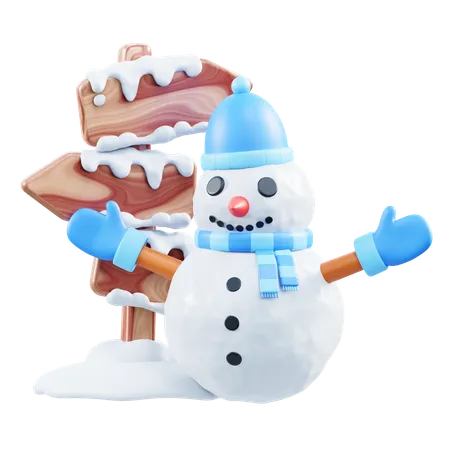 Sinal de trânsito com boneco de neve  3D Icon