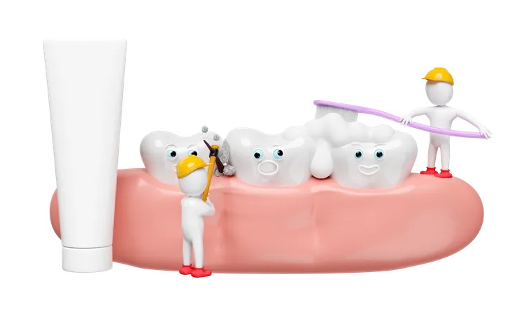 Placa para limpeza de dentes  3D Illustration