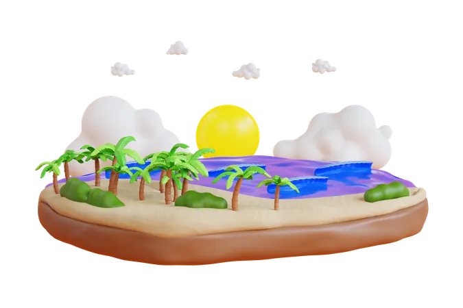 Plage  3D Icon