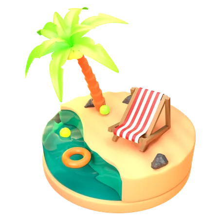 Plage  3D Icon