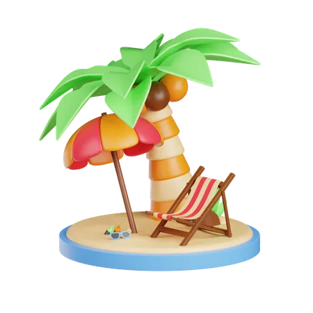 Plage  3D Icon