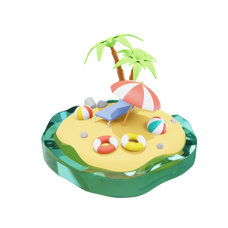 Plage  3D Icon