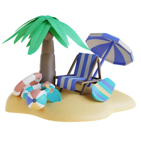 Plage  3D Illustration