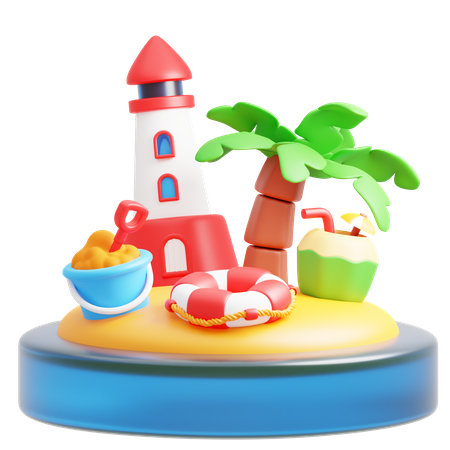 Plage  3D Icon