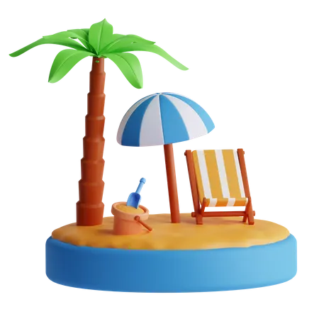 Plage  3D Icon