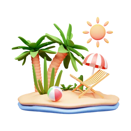 Plage  3D Icon