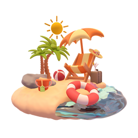 Plage  3D Icon