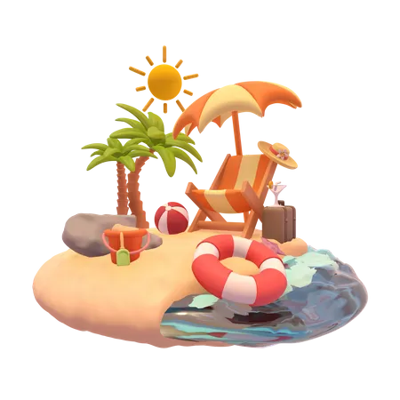 Plage  3D Icon