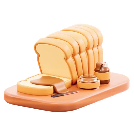 Plain Bread And Jam  3D Icon