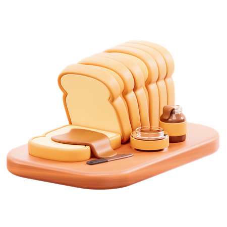 Plain Bread And Jam  3D Icon