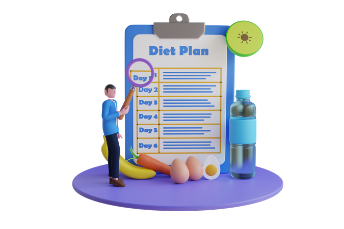 Plan de dieta  3D Illustration