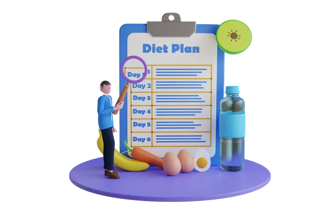 Plan de dieta  3D Illustration