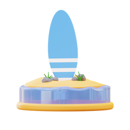 Plage de planche de surf  3D Illustration