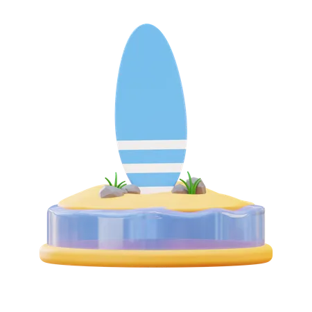 Plage de planche de surf  3D Illustration