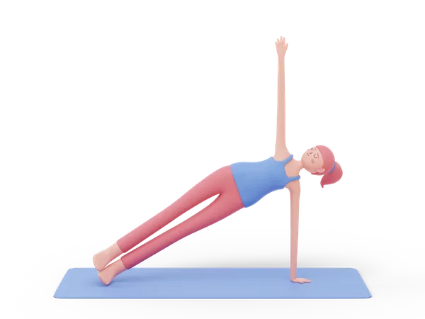 Pose de yoga avec planche latérale  3D Illustration