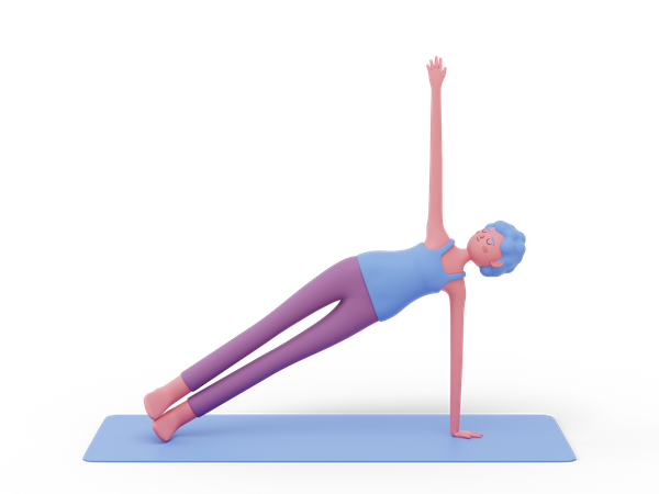 Pose de yoga avec planche latérale  3D Illustration