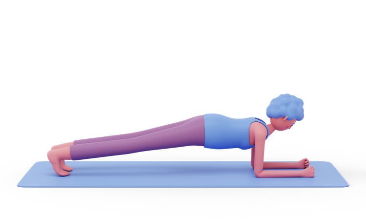 Pose de yoga sur planche  3D Illustration