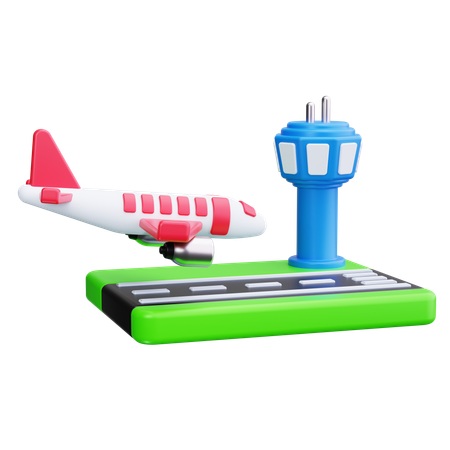 飛行機の着陸  3D Icon