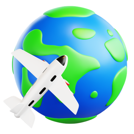 Plane Orbiting The Earth  3D Icon