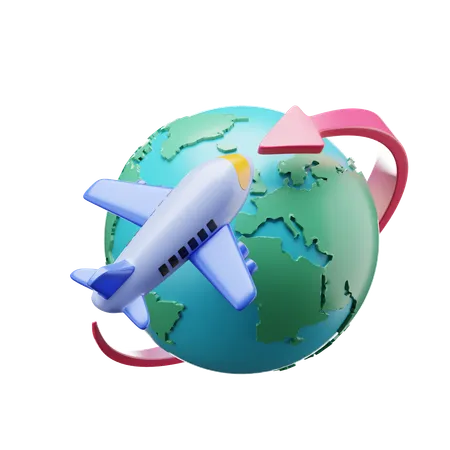 Plane Orbiting The Earth  3D Icon