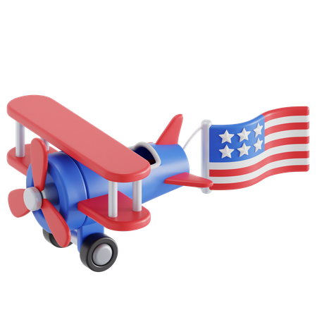 Plane With Flag  3D Icon