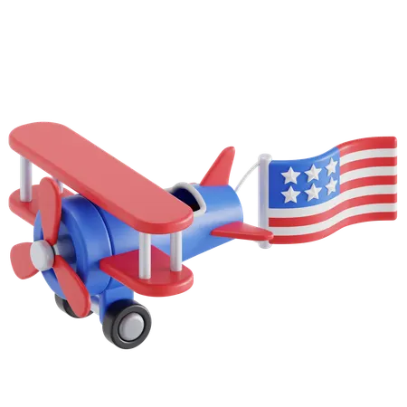 Plane With Flag  3D Icon