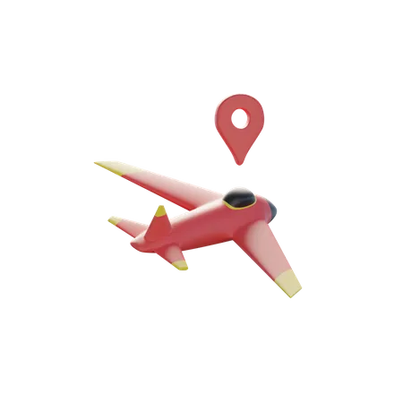 Plane With Map Pointer 3D Icon