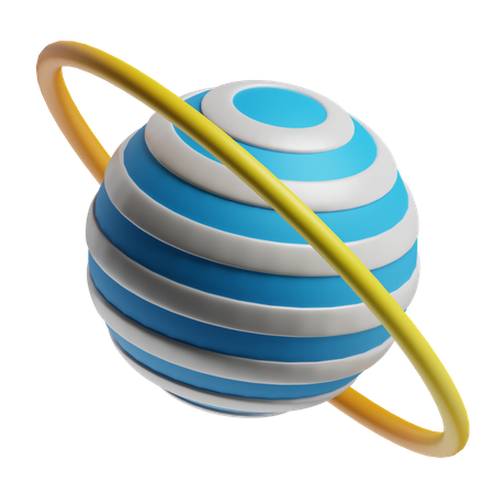 Planet mit gelbem Ring  3D Icon