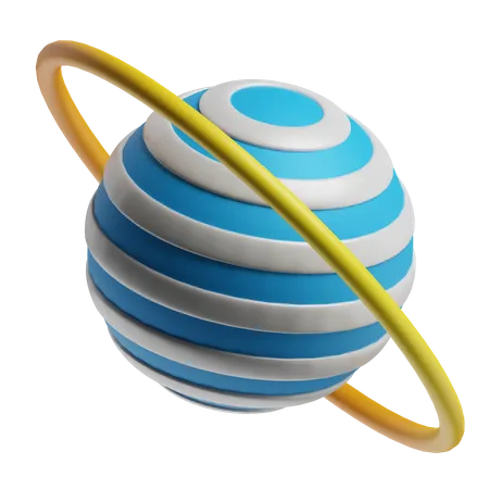 Planet mit gelbem Ring  3D Icon