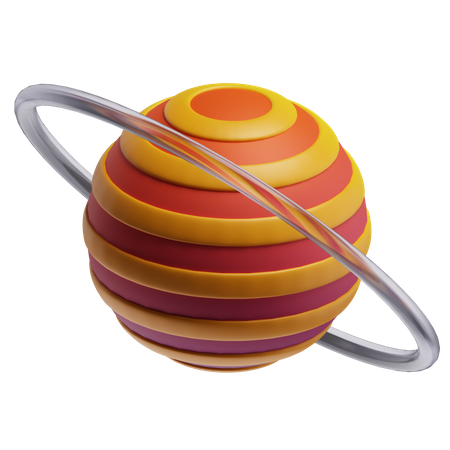 Planet With Glass Ring 3D Icon