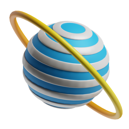 Planet With Yellow Ring 3D Icon