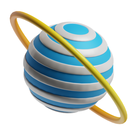 Planeta com anel amarelo  3D Icon