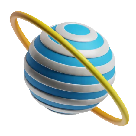 Planeta com anel amarelo  3D Icon