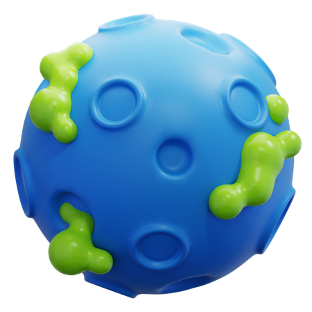 Planeta com detalhes verdes  3D Icon