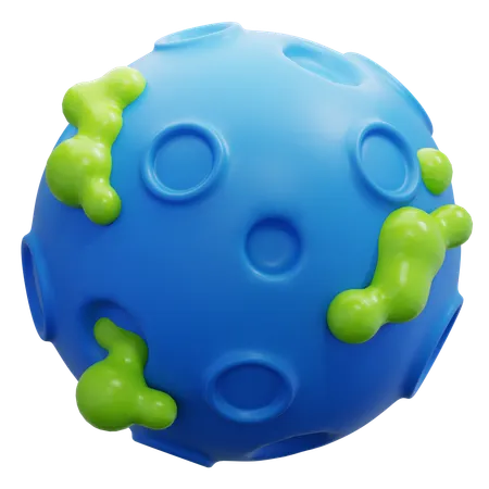 Planeta com detalhes verdes  3D Icon