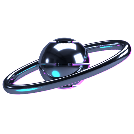 Planeta cromado similar a Saturno  3D Icon