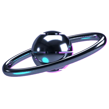 Planeta cromado similar a Saturno  3D Icon